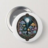 Mystical Moonlit Wolves in Enchanted Mushroom Fore Ronde Button 7,6 Cm (Voorkant /achterkant)