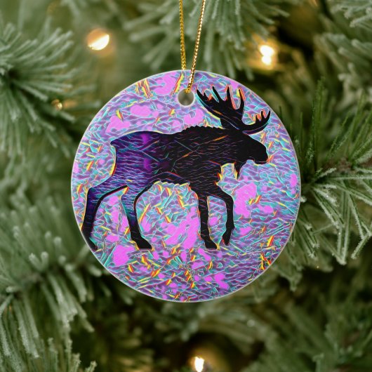 Mystical Moose Paarse kerst Keramisch Ornament (Boom)