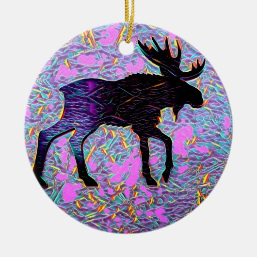 Mystical Moose Paarse kerst Keramisch Ornament (Voorkant)