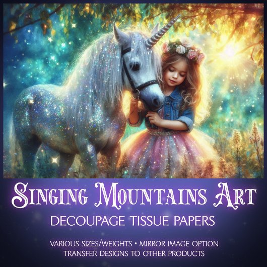 Mystical Morning Unicorn Walk Decoupage Tissuepapier