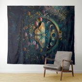 Mystical Moth and Moon Phases Portal Art LARGE Wandkleed (In Situ (horizontaal))