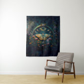 Mystical Moth and Moon Phases Portal Art LARGE Wandkleed (In situ)