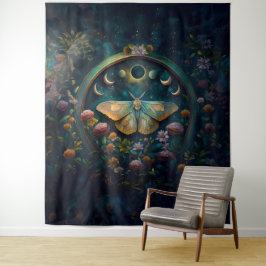 Mystical Moth and Moon Phases Portal Art LARGE Wandkleed