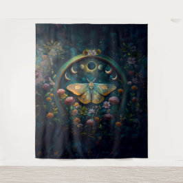 Mystical Moth and Moon Phases Portal Art LARGE Wandkleed