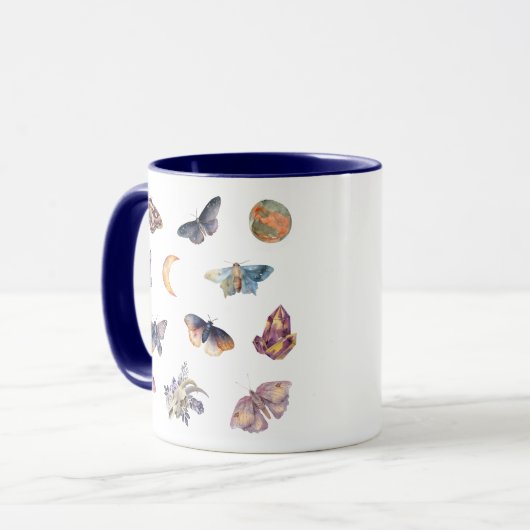 Mystical Moth Crystal Coffee Mug Mok (Voorkant links)
