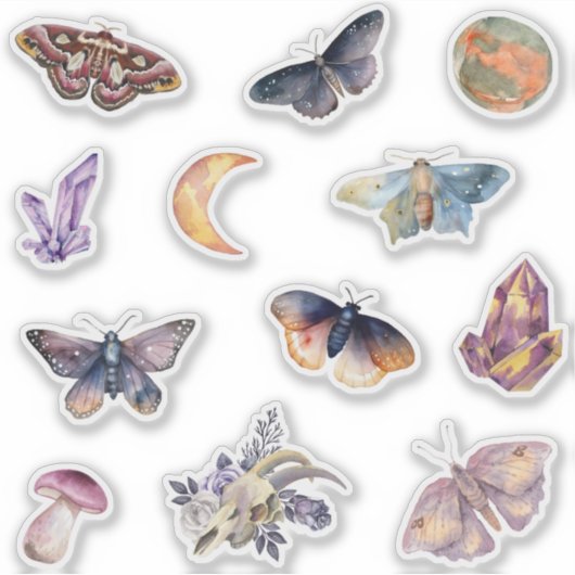 Mystical Moth Crystal Stickers Set (Voorkant)