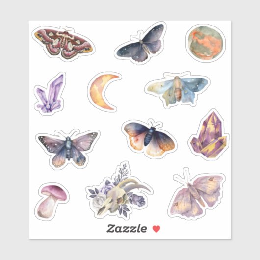 Mystical Moth Crystal Stickers Set (Vel)