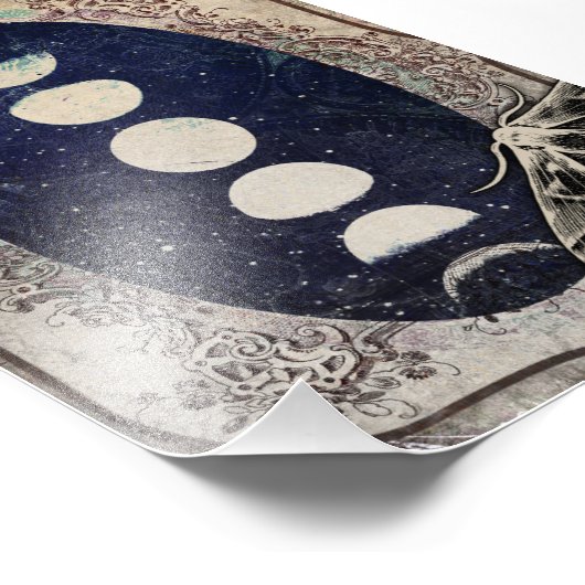 Mystical  Moth Moon Phases Art Print Foto Afdruk (Hoek)