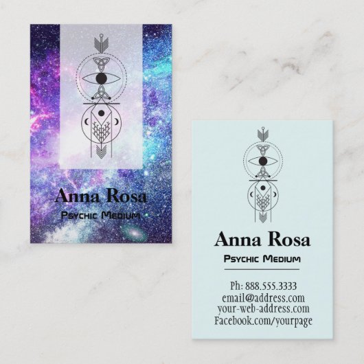 *~* Mystical Nebula Universe Celtic Psychic Medium Visitekaartje (Voorkant / Achterkant)