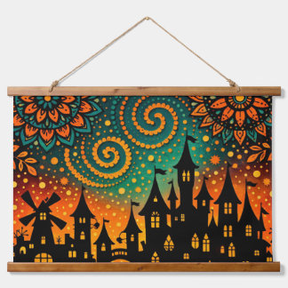 Mystical Night Castle Silhouette Hangend Wandkleed