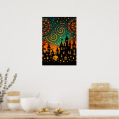 Mystical Night Castle Silhouette Poster (Keuken)