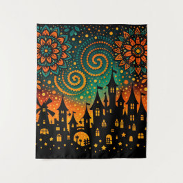 Mystical Night Castle Silhouette Wandkleed