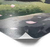 Mystical Night Sakura: Black Cat in Moonlit Japan Foto Afdruk (Hoek)