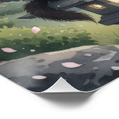 Mystical Night Sakura: Black Cat in Moonlit Japan Perfect Poster (Hoek)