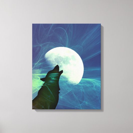 Mystical Night Sky Wolf Decor Canvas Afdruk (Voorkant)