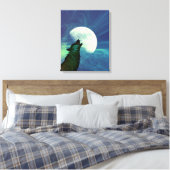 Mystical Night Sky Wolf Decor Canvas Afdruk (Insitu (Slaapkamer))