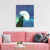 Mystical Night Sky Wolf Decor Canvas Afdruk (Insitu (Woonkamer))