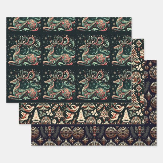 Mystical Noir: artistiek donkergetint kerstpapier Inpakpapier Vel (Set)