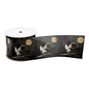 Mystical Owl Silver en Gold Sparkle Moon Satijnen Lint