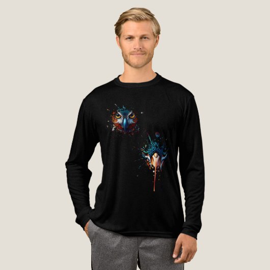 🦉 Mystical Owl Splatter Art - Dark Fantasy Tri-Blend Shirt (Voorkant)