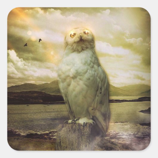 Mystical Owl Vierkante Sticker (Voorkant)