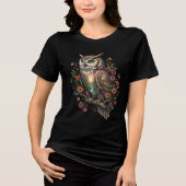 Mystical Owl with Fantasy Landscape Floral Boho  Tri-Blend Shirt (Voorkant)