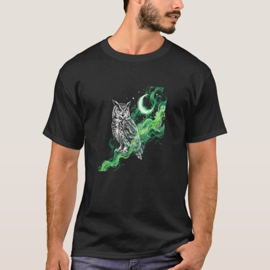 Mystical Owl with Moon T-SHIRT - Wildlife art (Voorkant)