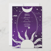 Mystical Paars en Silver Sun Moon Wedding Kaart (Voorkant)