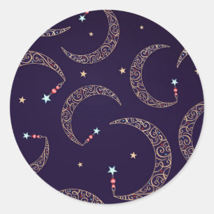 Mystical Paars Gold Filigree Moon Celestial Party Ronde Sticker