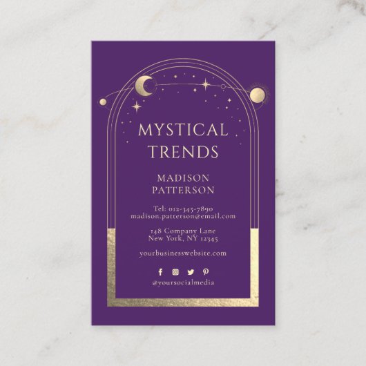 Mystical Paars Gold Sun-astronomische ruimte Visitekaartje (Voorkant)