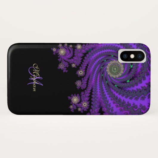 Mystical Paars Personalized Fractal iPhone X Hoesj Case-Mate iPhone Case (Achterkant (horizontaal))