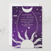 Mystical Paarse Sun Moon Wedding Kaart (Voorkant)