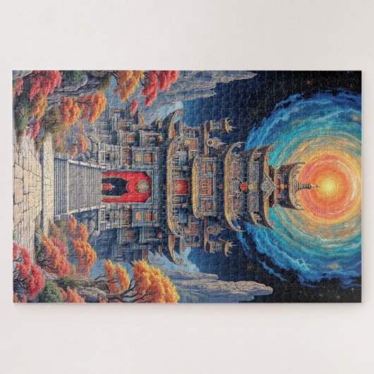 Mystical Pagoda Temple Under Celestial Sky Legpuzzel (Horizontaal)
