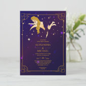 Mystical Pink Blue Celestial Stars Kaart (Staand voorkant)