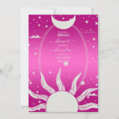 Mystical Pink en Silver Sun Moon Uitnodiging (Voorkant)