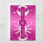 Mystical Pink en Silver Sun Moon Uitnodiging (Achterkant)