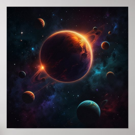 Mystical Planet in Space poster (Voorkant)