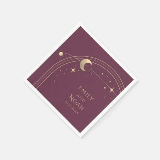 Mystical Plum Gold Sun Moon Astronomy Space Servet (Hoek)