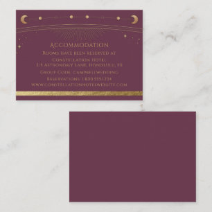 Mystical Plum Gold Sun Moon Stars Accommodatie Informatiekaartje