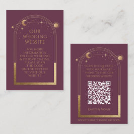 Mystical Plum Gold Wedding Website RSVP QR Code Informatiekaartje