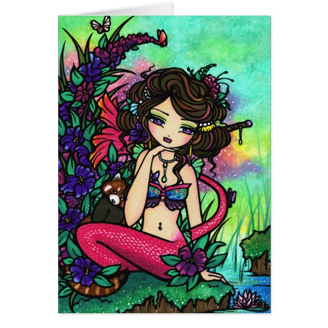 Mystical Pond Mermaid Fairy Red Panda Asian (Voorkant)