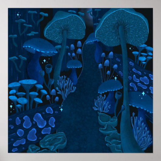 Mystical Psychedelic Fungi Forest Poster (Voorkant)