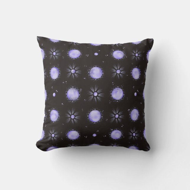 Mystical Purple Moon Galaxy Pattern Throw Pillow Kussen (Voorkant)