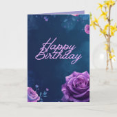 Mystical Purple Rose Folded Birthday Card, Blank Kaart (Gele Bloem)