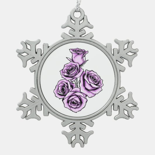 Mystical Purple Rose Tin Sneeuwvlok Ornament (Voorkant)