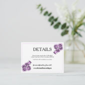 Mystical Purple Rose Wedding Informatiekaartje (Staand voorkant)