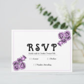 Mystical Purple Rose Wedding RSVP Kaartje (Staand voorkant)