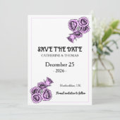 Mystical Purple Rose Wedding Save The Date (Staand voorkant)