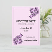 Mystical Purple Rose Wedding Save The Date (Staand voorkant)