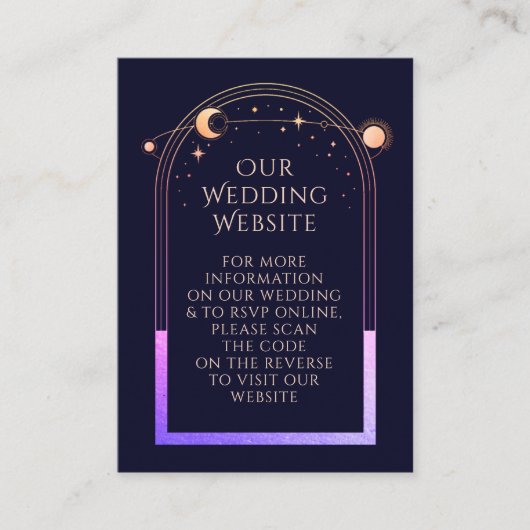 Mystical Rainbow Blue Weddenschap Website RSVP QR Informatiekaartje (Voorkant)